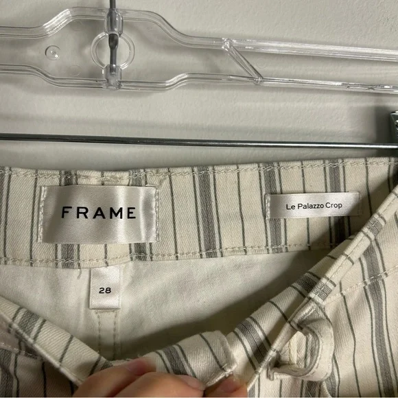 NWOT FRAME Le palazzo crop pant striped raw hem wide leg